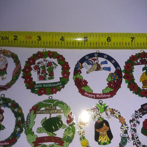 Metal Die Cut Hawaii Christmas Ornaments Various Lot of 9 Mele Kalikimaka - Picture 3 of 5